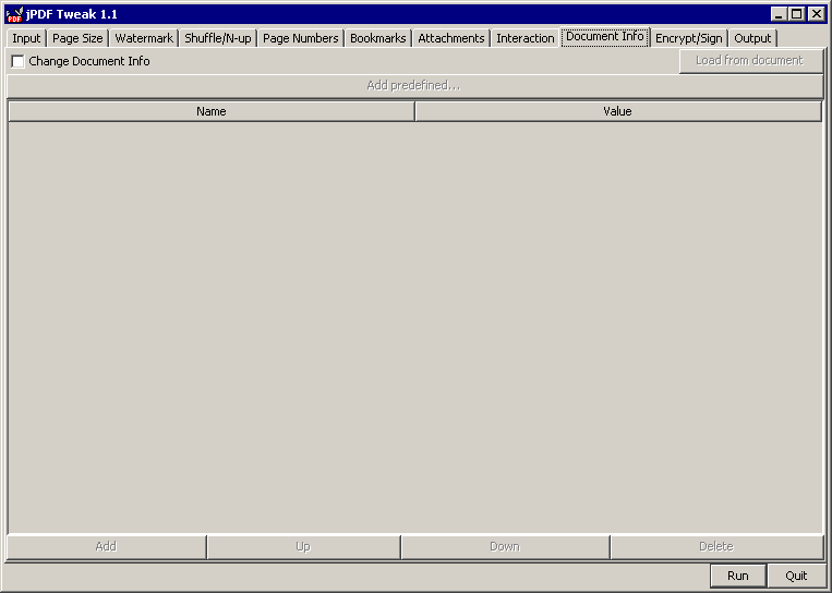 Document Info Options