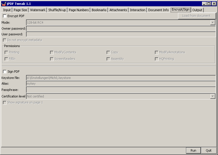 Encrypt/Sign Options